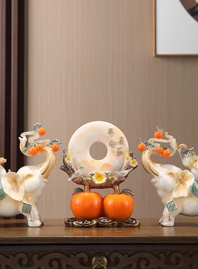 事事如意招财大象摆件一对吉象创B意玄关家居酒柜装饰品客厅电视