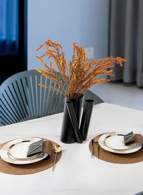 现代轻奢仿真花i艺餐具餐桌套装组合摆件样板间酒店设计师软装饰