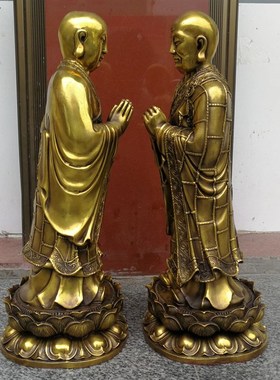 纯铜释迦牟尼佛阿难尊者摩诃迦B叶一佛二弟子阿难迦叶铜像铜器