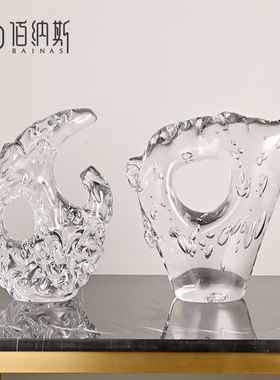 佰纳斯家居样板房创意高级艺w术感琉璃装饰品摆件轻奢简约现代软