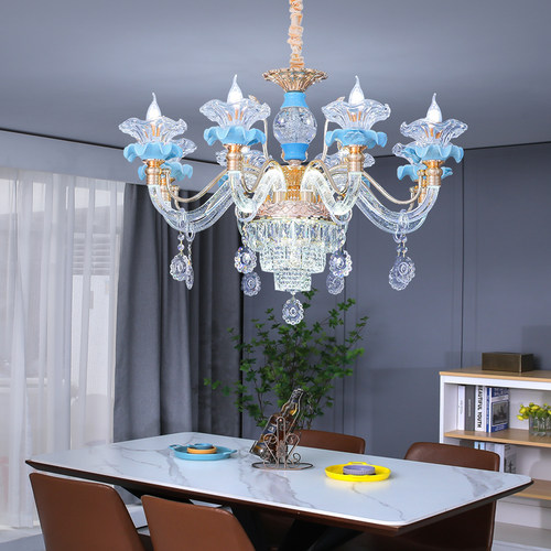 轻奢客厅水晶吊灯欧式大气餐厅卧室酒店会所水晶管陶瓷蜡烛水晶灯 - 图2