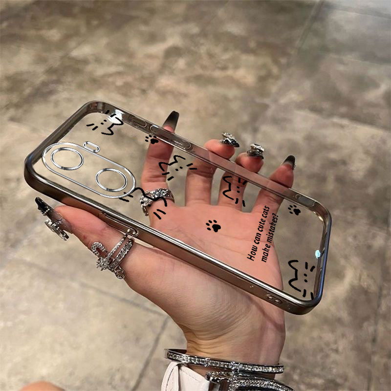 适用华为畅享60/70/80手机壳X电镀透明壳wikohi畅享60S/80pro防摔70M时尚网红畅享Z创意plus高颜值线条猫咪 - 图1