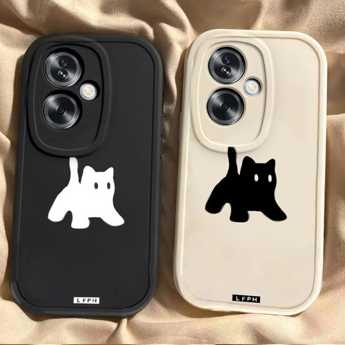 适用OPPOA2手机壳A2pro硅胶A2X新款A2M全包A8防摔A83卡通F9可爱F11防滑F19pro+男女时尚潮流网红黑白猫 - 图0