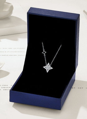 原创设计四芒星项链女S925纯银璀