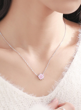 达米拉新款s925纯银锁骨链花项链