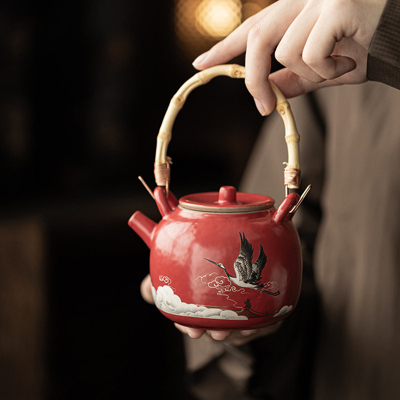 故宫红瑞鹤呈祥一壶两杯套装提梁壶茶杯泡茶组送朋友文创伴手礼品,淘宝优惠券,粉丝福利购,淘宝优惠卷