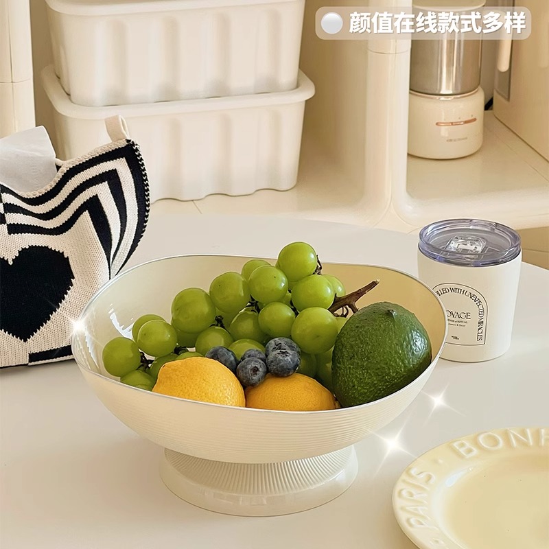 水果盘客厅家用2024新款高颜值茶几果盘轻奢风高档沥水托盘干果盘