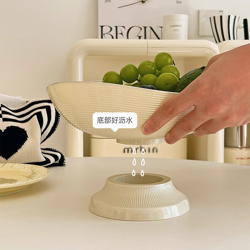 水果盘客厅家用2024新款高颜值茶几果盘轻奢风高档沥水托盘干果盘