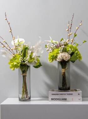 艺贝子简约假花仿真花套装客厅室内装饰花样板间软装整Z体花艺摆