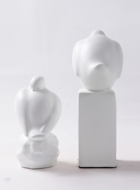 新中式黑色白色金色陶瓷小鸟动物摆件G样板间书房博古架装饰品摆