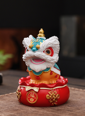 国潮佛山舞狮醒狮创意摆件高级感小众桌面茶桌装饰工艺品生日礼物