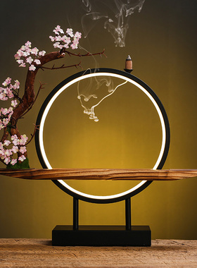 新中式禅意观音菩萨摆件陶瓷佛像LED灯光装饰客厅书房桌面工艺品