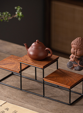 桌面摆件简约中式紫砂茶壶茶杯套装实木茶台家居装饰摆件功夫茶具