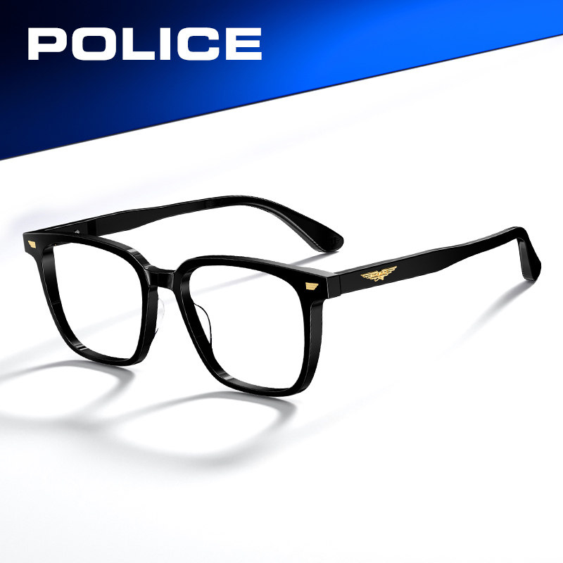POLICE黑框眼镜素颜神器近视框男显脸小防蓝光女专业配镜VPLR01K,淘宝优惠券,粉丝福利购,淘宝优惠卷