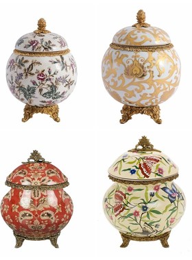 高端奢华欧式装饰罐n法式客厅玄关工艺盖坛酒柜美式古典储物盒摆