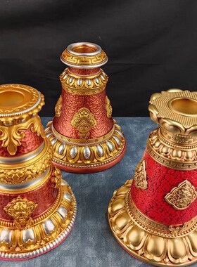 藏传密宗手摇转轮底座学院款x室内家用树脂莲花底座桌面装饰摆件