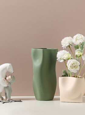 木目iwood 简约北欧莫兰迪色z陶瓷花瓶摆件 ins风插花玄关装饰品c