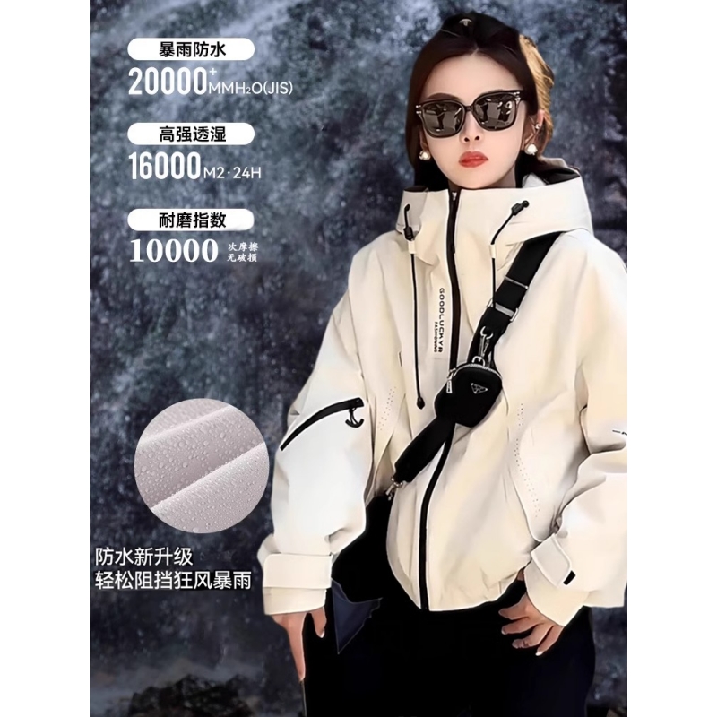 加厚夹棉服冲锋衣外套女秋冬季2025新款春秋爆时尚休闲短款羽绒服 - 图0