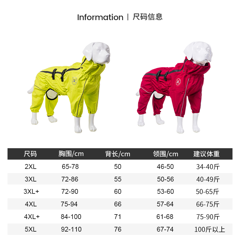 MOEPIE狗狗雨衣中大型犬雨披边牧金毛大狗四脚防水全包透气冲锋衣 - 图3