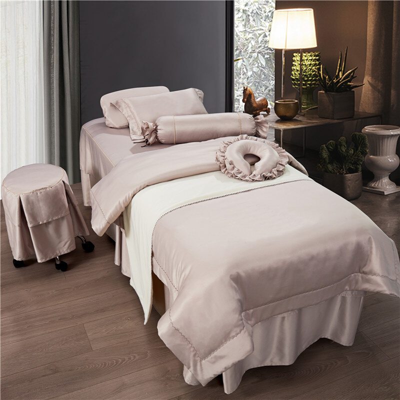 高档美容床罩四件套欧式床罩四季通用美容美体按摩床上用品定制 - 图0