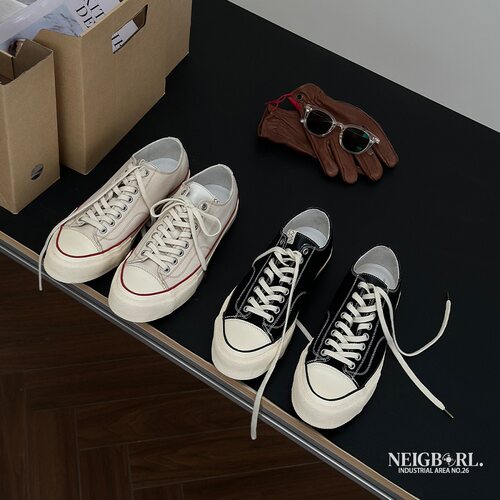 【苍井松】NEIGBORL钊叔制日系新款百搭厚底硫化情侣帆布鞋子 - 图1