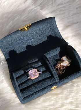 出差旅行便携绒布拱面首饰盒精致戒指耳环耳钉饰品收纳盒