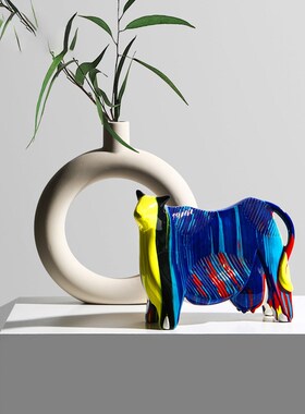 艺术抽象牛摆f件动物创意北欧客厅电视柜玄关桌面家居软装饰工艺