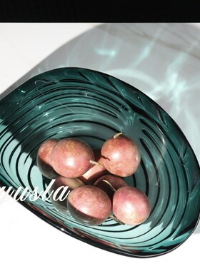 简约现代创意玻璃水果盘摆件客厅茶几餐H桌面样板房间艺术软装饰