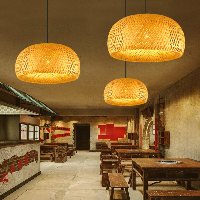 新中式竹编吊灯禅意茶室复古餐厅民宿灯饰竹编灯日式竹编灯具灯罩,淘宝优惠券,粉丝福利购,淘宝优惠卷