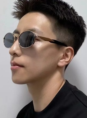 日本品质大牌国际风眼镜时尚圆形墨镜男女款金属框高级感防晒素颜