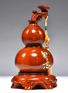 花梨木雕刻葫芦摆件如意葫芦家居实木装饰客厅摆设送礼Z红木工艺