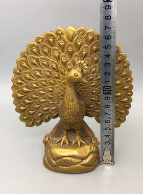 风水黄铜孔雀摆件家居装饰铜孔雀开屏汽车摆设富贵吉祥.物招财摆