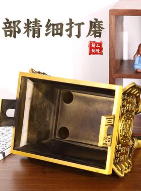 爆款铜鼎摆件黄铜鼎盛千秋客厅办公室开业礼品落地特大号四方鼎摆