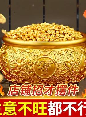 爆款聚宝盆摆件招财聚财纯黄铜家用存钱罐铜米缸家居客厅店铺开业