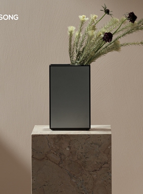 RESONNG日诵家居 欧普漆器立方花瓶 新中式客厅软装饰品桌面花器