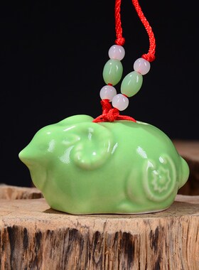 绿色德化陶瓷猪羊小12生肖牛z虎兔招财风水摆龙蛇马猴鸡狗鼠的挂