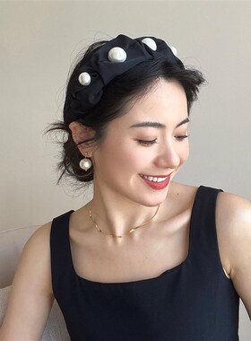 西西里发箍简约温m柔白色珠珠增高颅顶显脸小发箍发饰头饰女