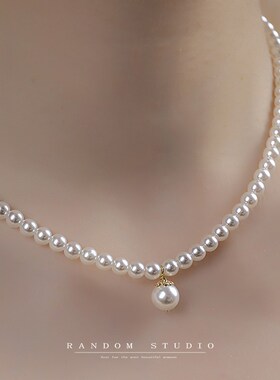 天然淡水珍珠项链设计感小u众高级锁骨颈链简约百搭秋冬毛衣链女