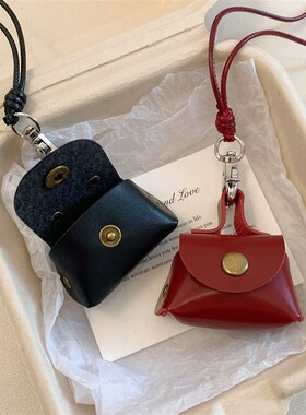 覆古皮质耳机套挂件项炼女零钱收纳小包配饰锁骨炼挂颈毛衣炼 炼