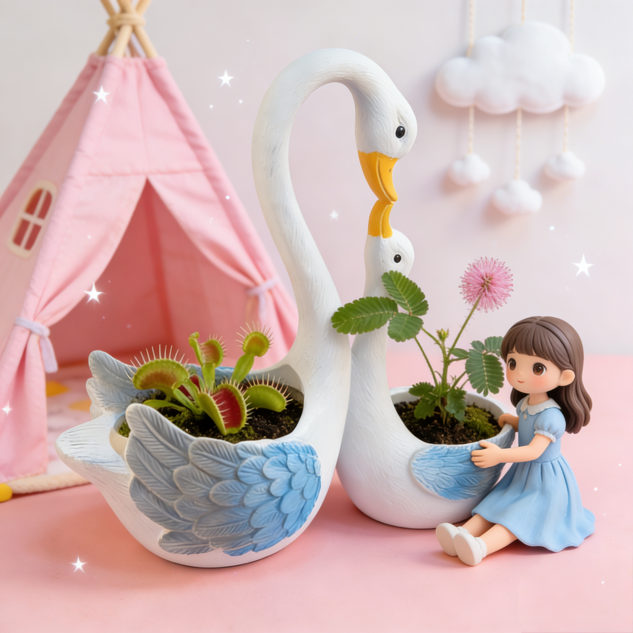 户外庭院造景布置白天鹅造型花盆幼儿园卡通动物花缸花园装饰摆件,淘宝优惠券,粉丝福利购,淘宝优惠卷