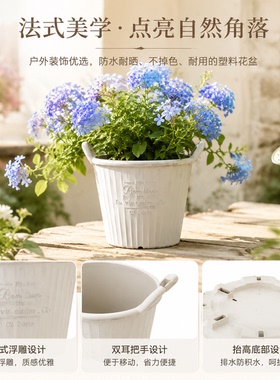 法式复古双耳透气塑料大号花盆