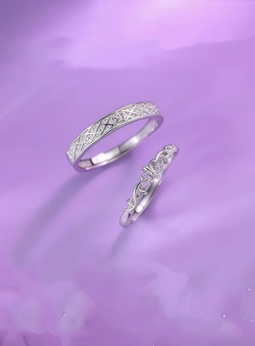 鸢尾花情侣戒指小众设计学生党