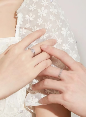 四叶草情侣戒指男女生一对戒男女