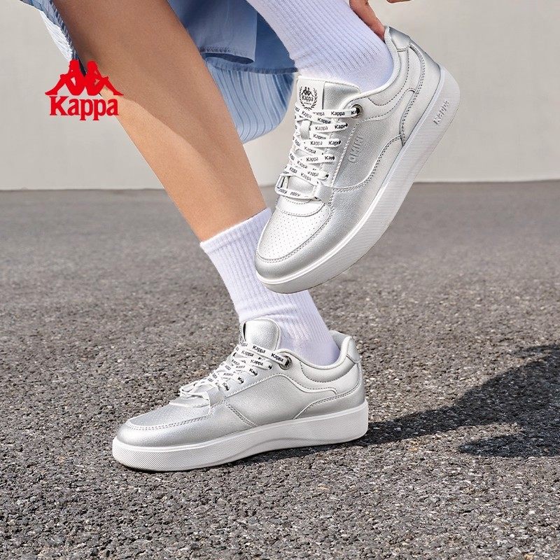 Kappa女鞋板鞋女款2025新款秋季增高银色小白鞋休闲鞋子女运动鞋,淘宝优惠券,粉丝福利购,淘宝优惠卷