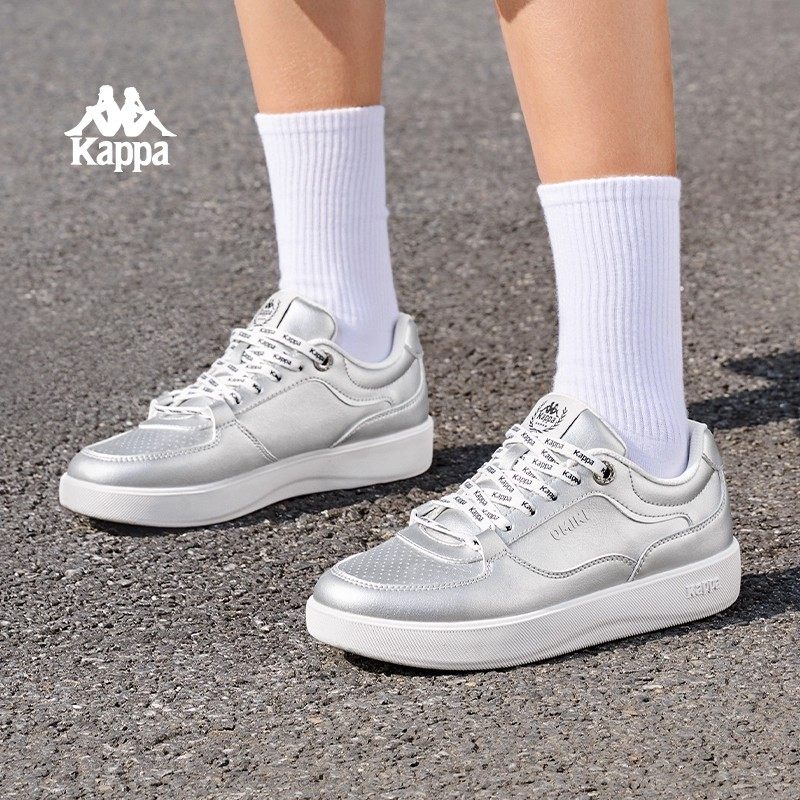 Kappa女鞋板鞋女款2025新款秋季增高银色小白鞋休闲鞋子女运动鞋,淘宝优惠券,粉丝福利购,淘宝优惠卷