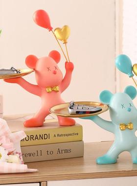 暴力熊托盘钥匙收纳摆件进门玄关客厅电视酒柜家居装饰品乔迁礼物