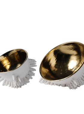 现代轻奢创意e陶瓷水果盘装饰碗样板间客厅茶几装饰品摆件白色金