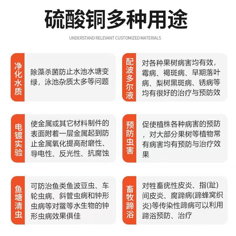 硫酸铜溶液杀菌剂农用果树波尔多液晶体水产养殖蓝矾泳池除藻鱼塘 - 图0