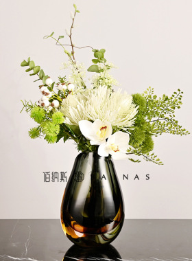 新款创意客厅边几桌面玻璃v花瓶样板间插花摆件装饰品水培插花容