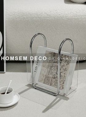 样板间客厅书房提k手亚克力书架落地收纳摆件北欧家居软装饰工艺